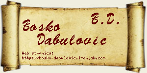 Boško Dabulović vizit kartica